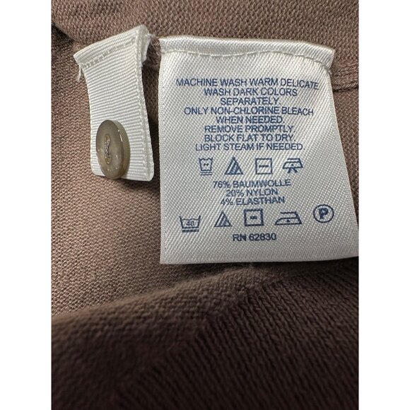 Lands’ End Women’s Cardigan Sweater L/P 14-16 Neutral Brown Button Front Classic - Picture 5 of 7